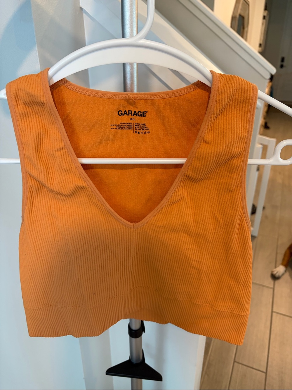 Garage Orange Ribbed V-Neck Cropped Tank